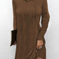 Long Sleeve Hooded Pullover Knitted Dress For Women