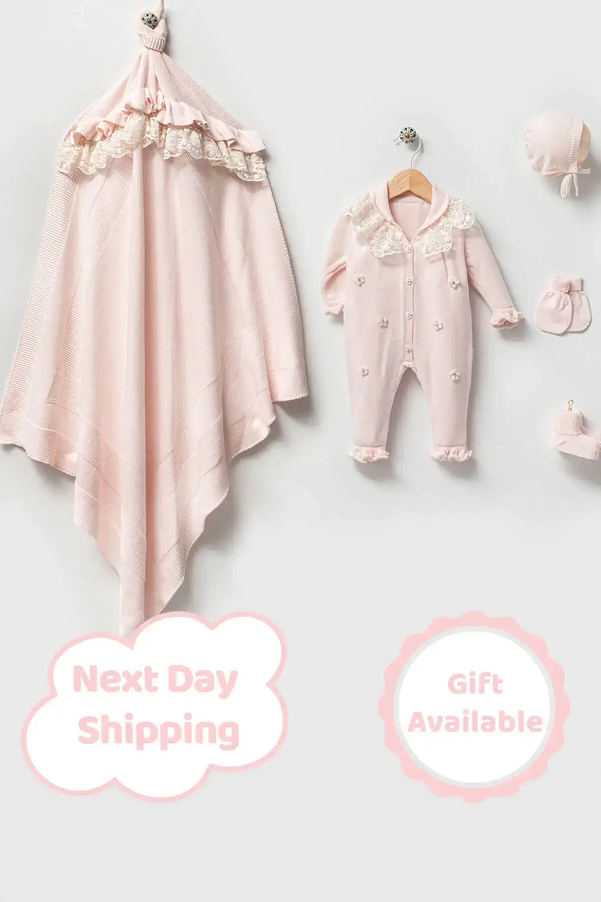 Lily Pink Newborn Girl Coming Home Set (5 Pcs)
