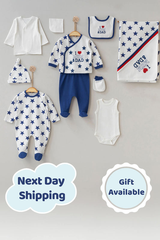 Lincoln Blue Star Newborn Coming Home Set (10 pcs)