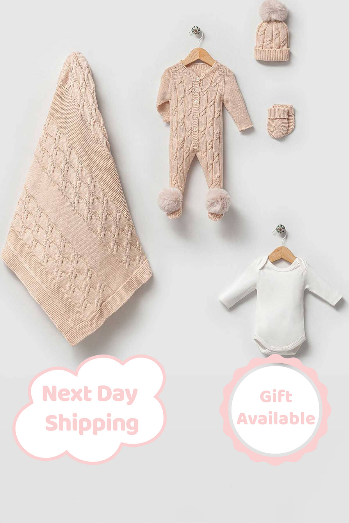 Daniel Beige Newborn Knit Coming Home Set (5 pcs)
