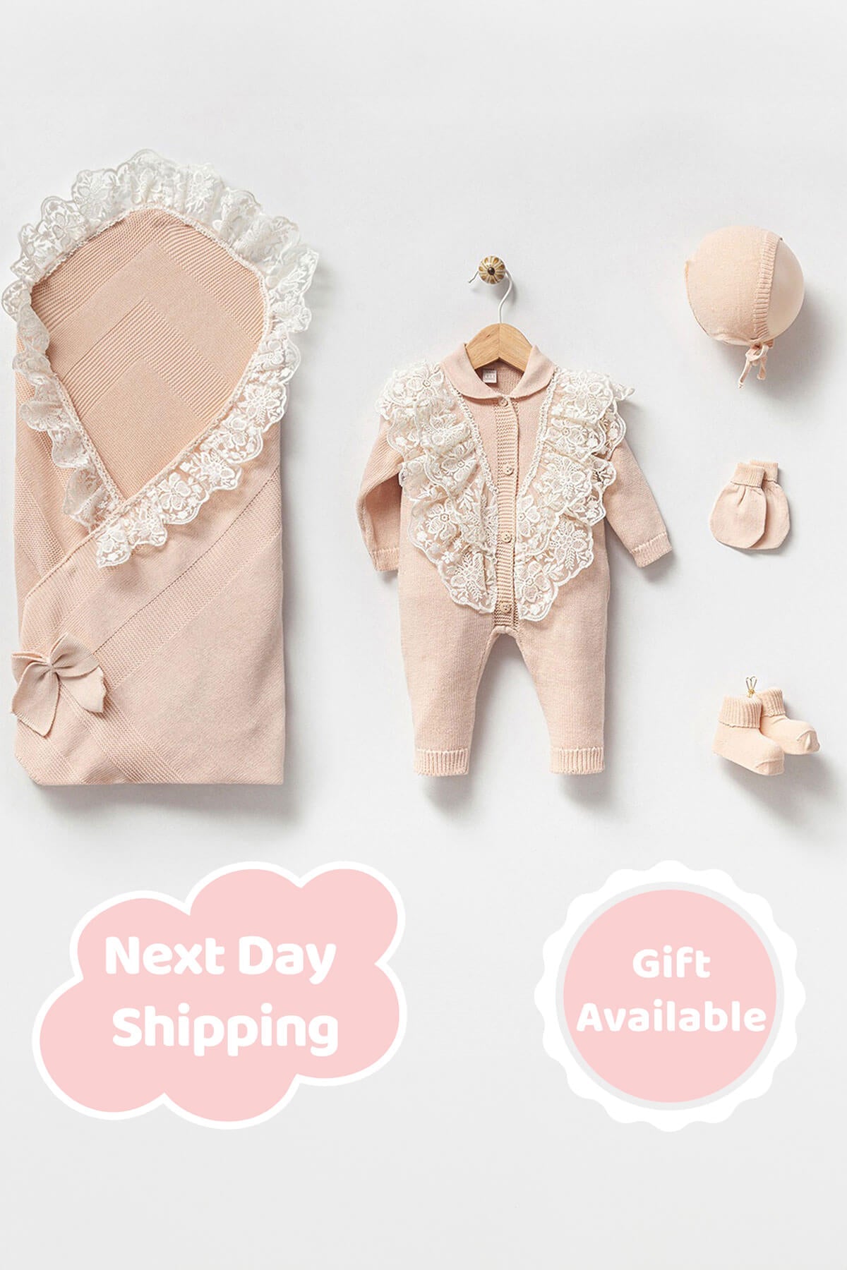 Eva Beige Newborn Knitwear Coming Home Set (5 pcs)