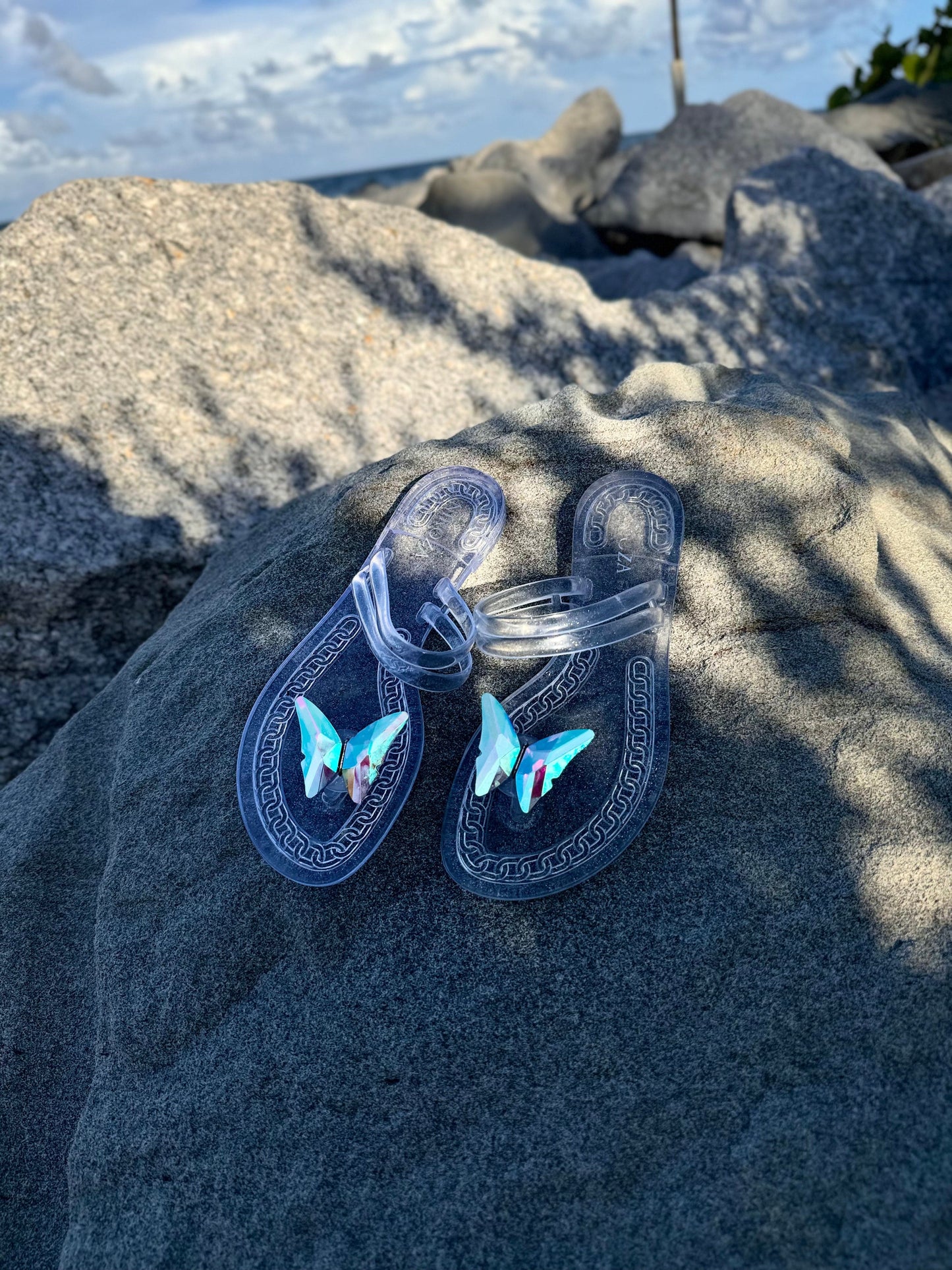 NINA black gel beach sandals