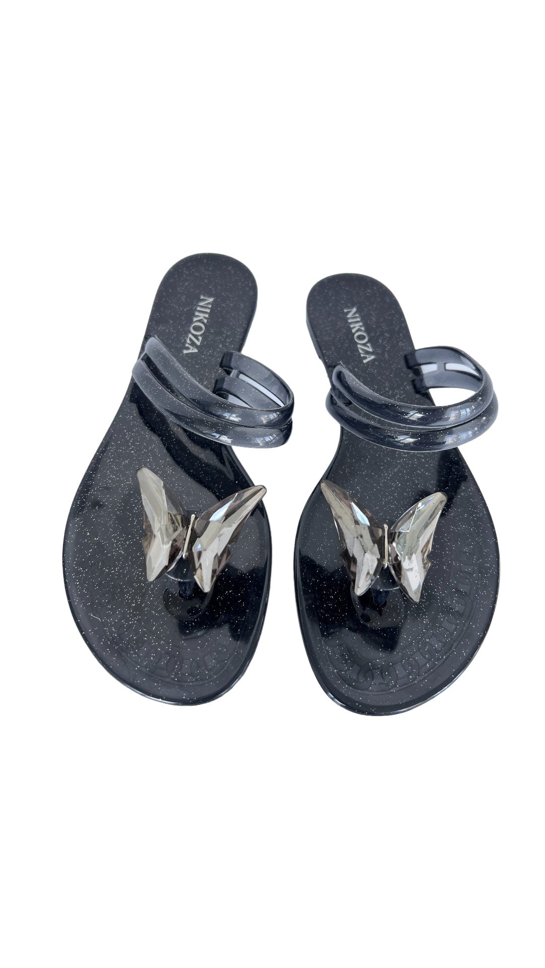 NINA black gel beach sandals