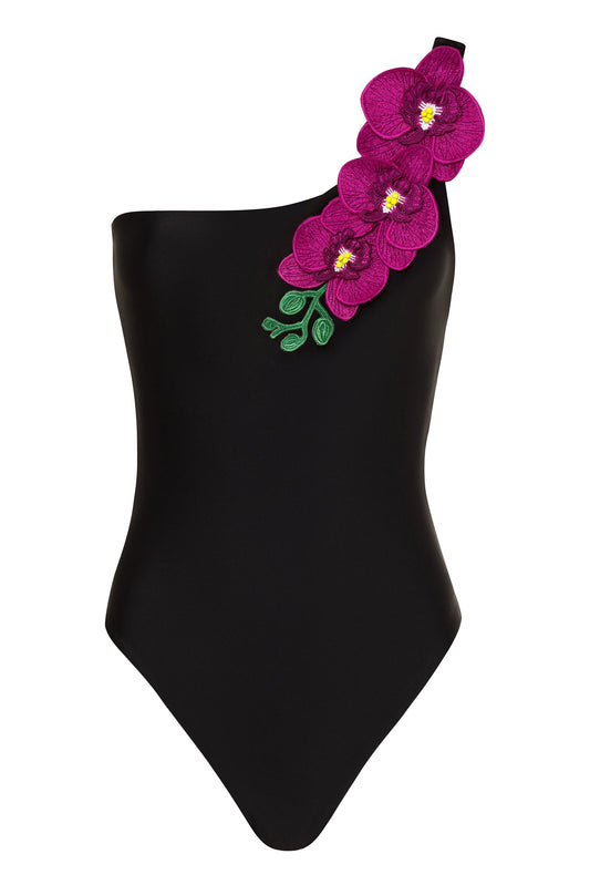 Vanda - Black One Shoulder Style Swimsuit