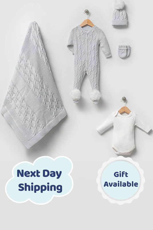 Daniel Blue Newborn Knit Coming Home Set (5 pcs)